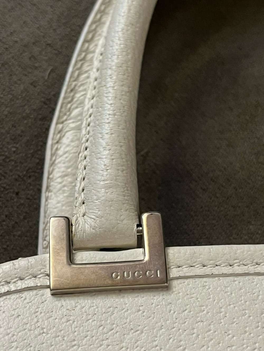 GUCCI Jackie Piston Lock Dome Bag - Ivory Leather - Vintage - w/ COA - Picture 5 of 16